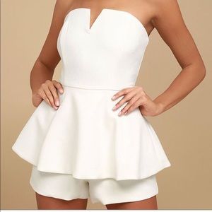 NWT white romper with flattering skirt